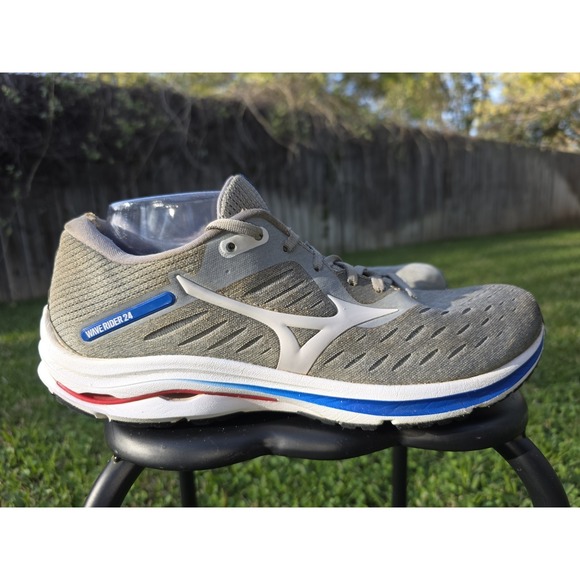 Mizuno Wave Rider 24 Running Shoes Lunar Rock-Nimbus Cloud Grey, Men's US 10.5 - Picture 3 of 13
